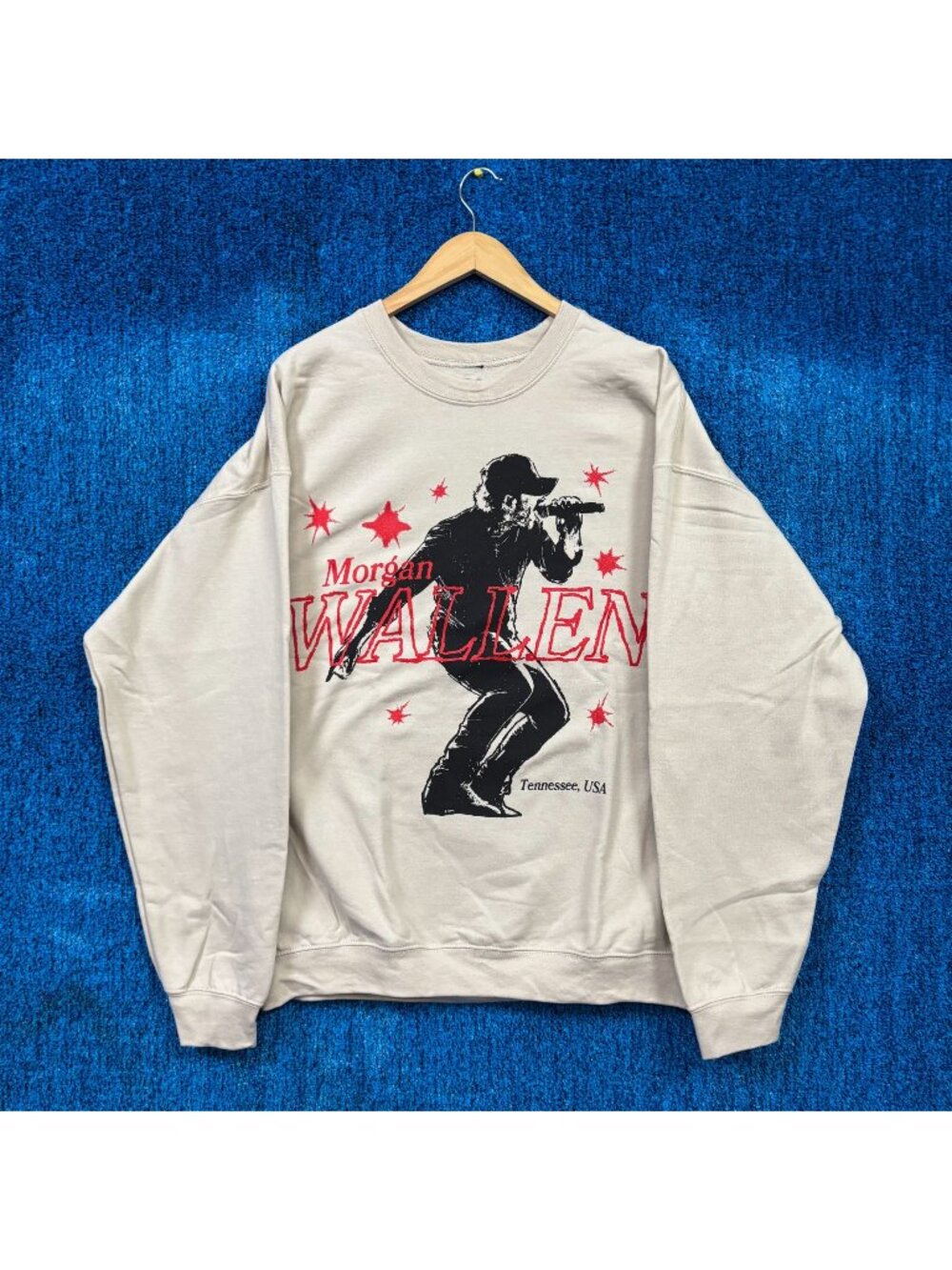 Morgan Wallen Beige Country Crewneck Sweater Size Large